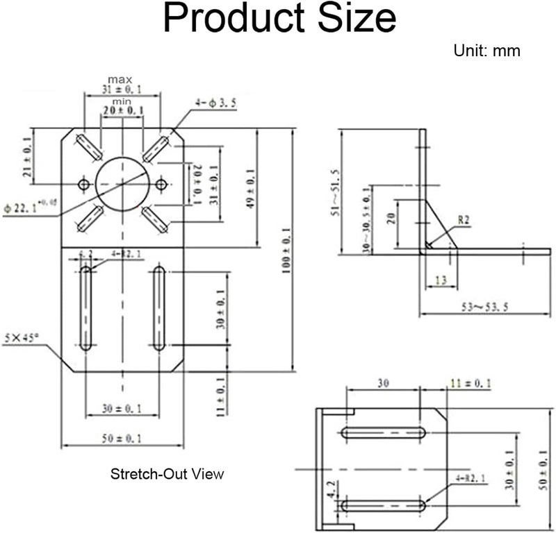 ChgImposs 2 Pack Motor Mount Bracket, Universal Multifunction Fixing Mounting Base for 750/755/775/795/850/895 DC Motor 28/35/42 Stepper Motor Nema 17 - Image 4